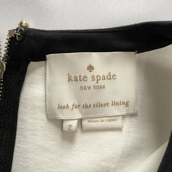 KATE SPADE JANELLE BLACK WHITE COLORBLOCK SLEEVELESS BODYCON DRESS - 2 - Picture 7 of 10